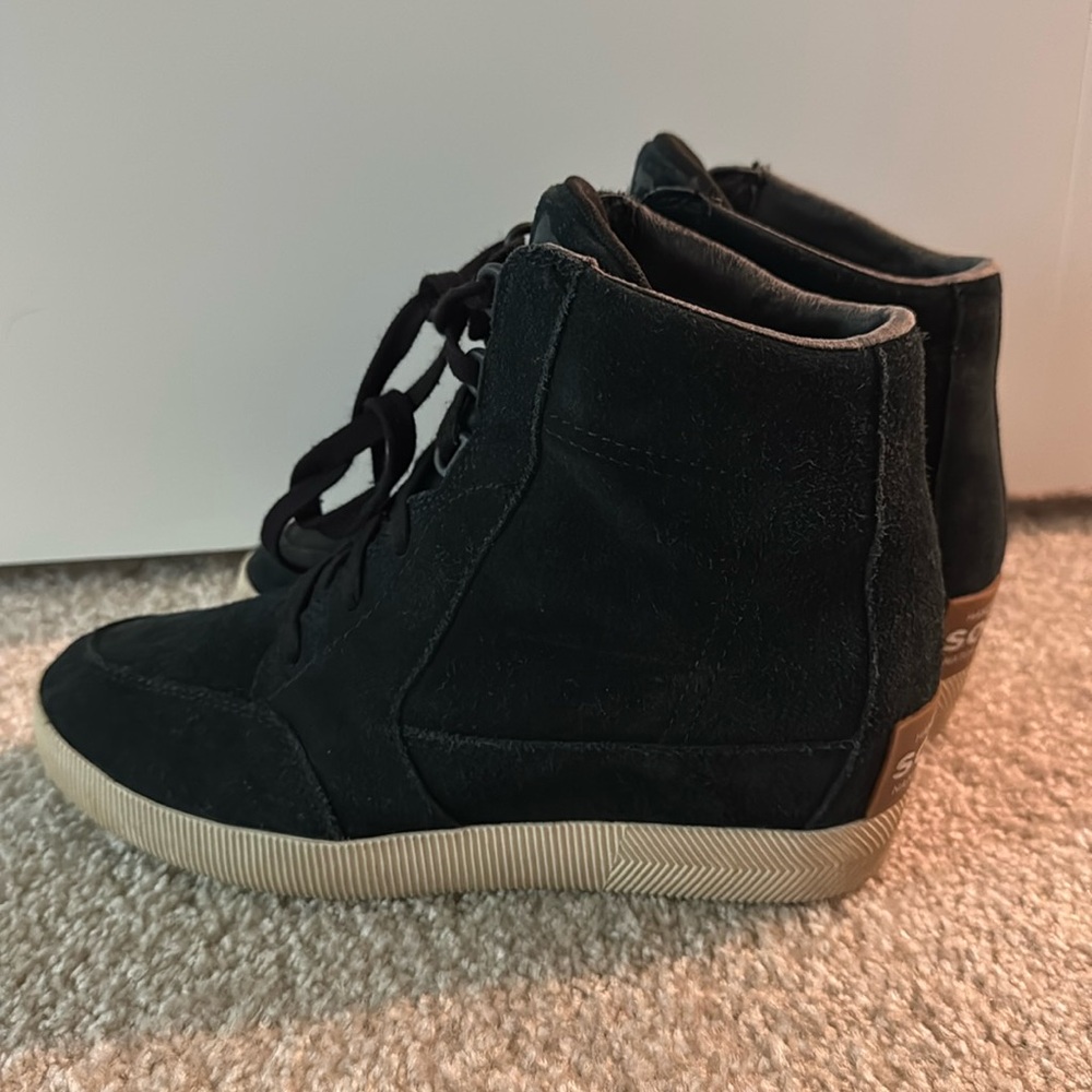 Sorel Out N About Black Suede Sneakers